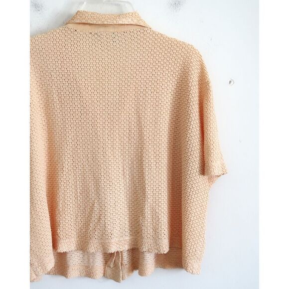 Teddi Dresses Yellow Eyelet Short Sleeve Blouse - Size Small - Picture 5 of 7